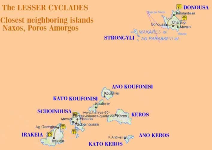 greece travel map lesser cyclades greek islands