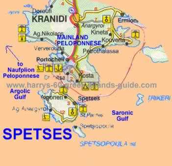 greece travel map spetses greek island