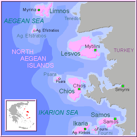 map greece n.e. agean islands greek