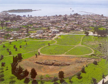 the town of Eretria  and excavations foreground