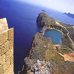 castle view - lindos has two harbors